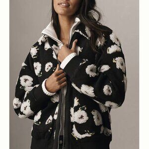 NWT Anthropologie Floral Sherpa Fleece Bomber Jacket. Size M